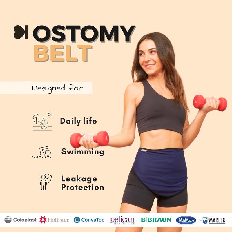 SIIL Ostomy Belt for Women Blue for Sports & Swimming - Ostomy Bag Covers Compatible W/Any Ostomy Supplies - Made In Europe - Image 2